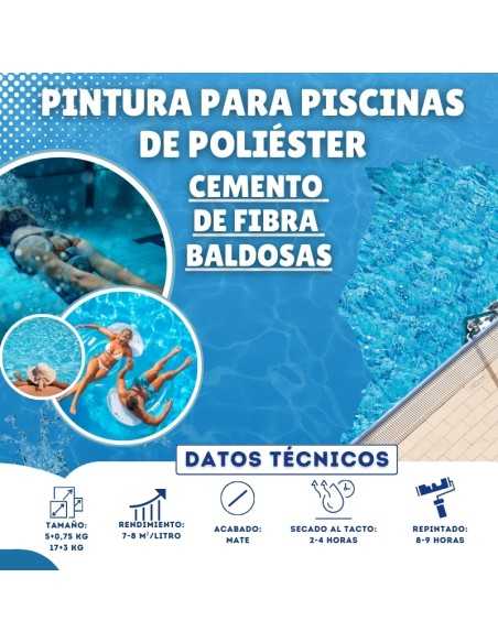Tinta para Piscinas de Poliéster com Acabamento Brilhante Bricosalvaje