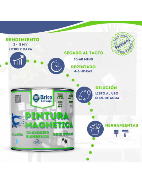 Pintura Magnética Multisuperficies Gris Mate Bricosalvaje
