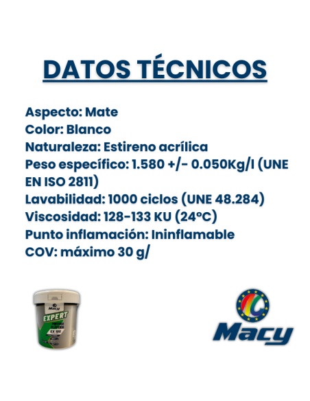 EX-300 Expert Blanco Puro: Pintura Plástica Mate de Primera Calidad de Macy