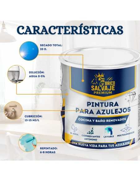 Peinture Brillante pour Carreaux de Salle de Bain et Cuisine BRICOSALVAJE PREMIUM – Haute résistance et lavabilité