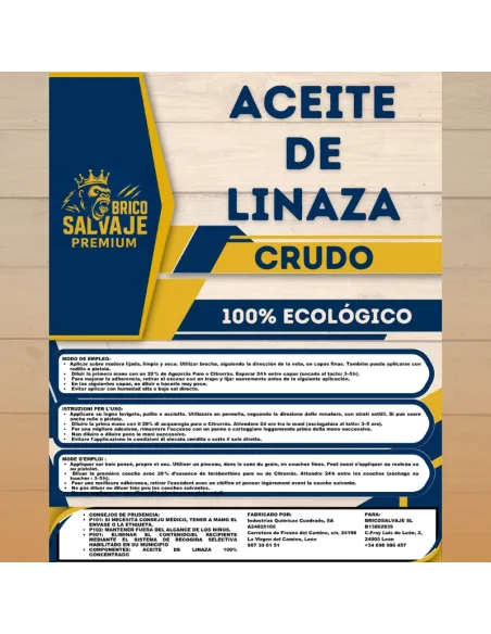 Aceite de Linaza para Madera Crudo BricoSalvaje Premium