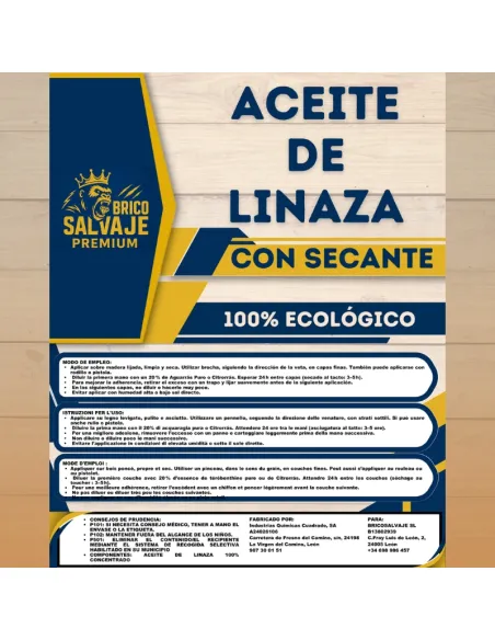 Huile de Lin pour Bois avec Siccatif BricoSalvaje Premium