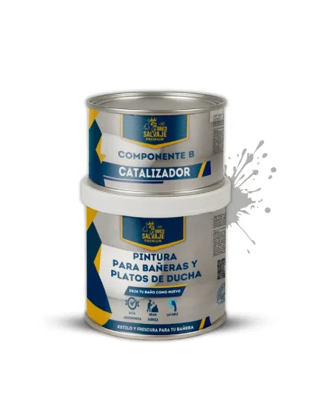 Tinta para Banheiras e Bases de Chuveiro Brilhante 600+150 ML Bricosalvaje Premium