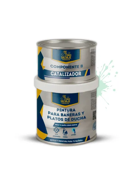 Pintura para Bañeras y Platos de Ducha Satinado 600+150 ML Bricosalvaje Premium