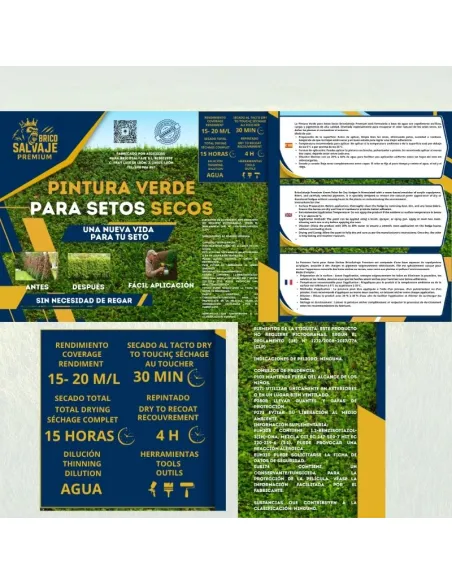 Tinta Verde para Arbustos Secos BricoSalvaje Premium – Cor Natural Instantânea, Resistente ao Sol e à Chuva