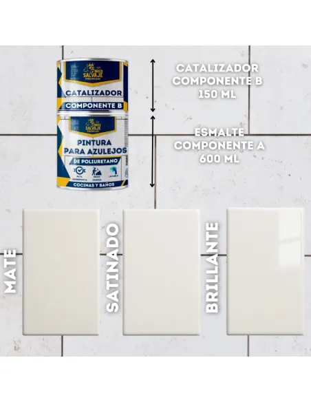 Pintura para Azulejos de Poliuretano SATINADO 600+150 ML Dos componentes