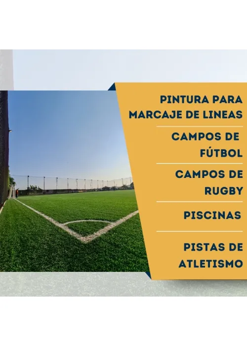 Máquina de marcaje aplicando pintura en un campo de fútbol