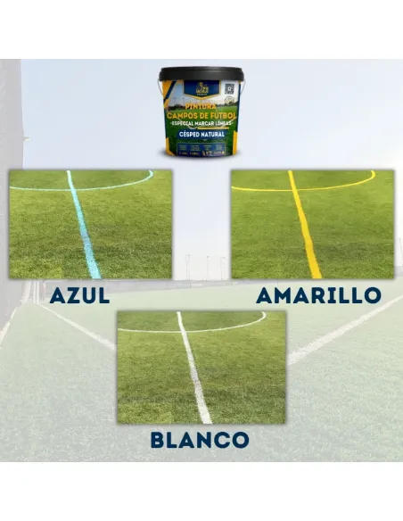 Detalle de líneas blancas marcadas en campo de fútbol de césped natural