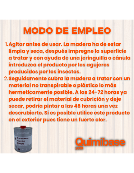 modo de empleo Tratamiento para Carcoma e Insectos para Madera