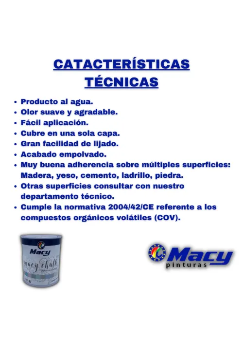 características técnicas de la Pintura a la tiza Macy