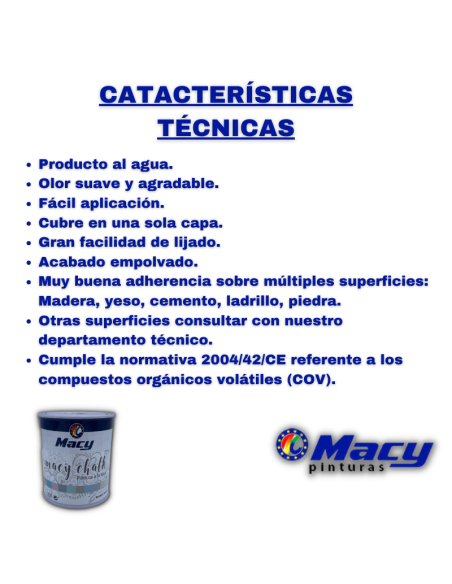 características técnicas de la Pintura a la tiza Macy