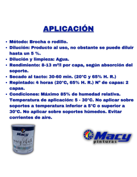 aplicación de la Pintura a la tiza Macy