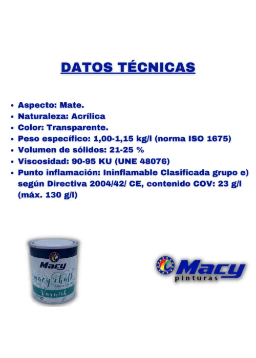 datos técnicos del Barniz a la tiza datos técnicos del Barniz a la tiza