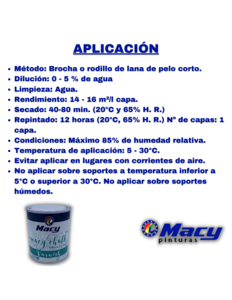 aplicación del barniz a la tiza