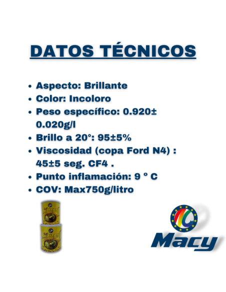 Barniz para Metales datos técnicos