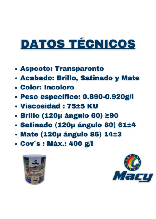 datos técnicos Barniz Uretanado Brillante