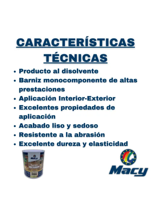Características técnicas Barniz Uretanado Satinado