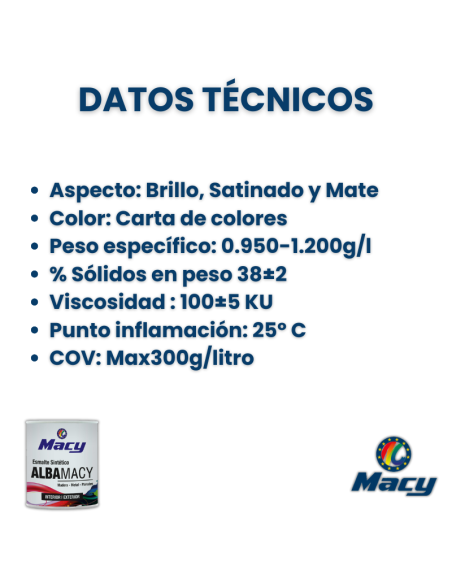 Esmalte Sintético Mate Alba-macy | Interior/Exterior | Buena Adherencia | Fácil Aplicación