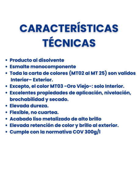 Esmalte Sintético Metalizado | Interior/Exterior | Al Disolvente | Elevada Dureza
