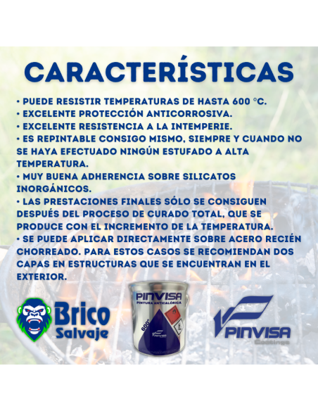 Pintura Anticalórica negra 600ºgrados para Chimeneas,Estufas de leña, Motores