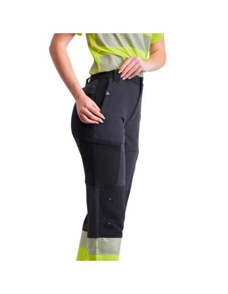 Pantalón de trabajo gris oscuro, negro y amarillo AV