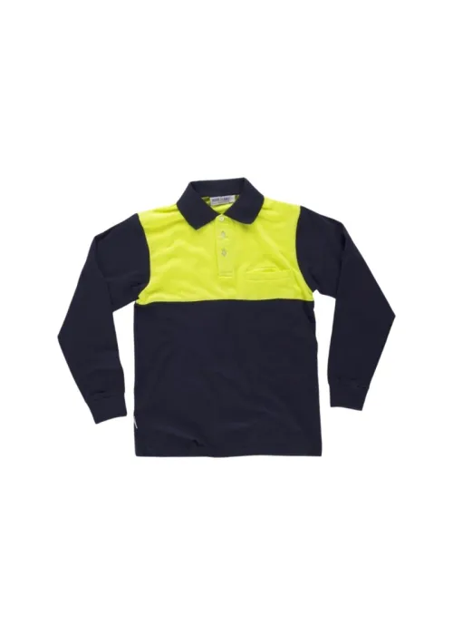 Polo manga larga con canesú combinado Polo manga larga con canesú combinado