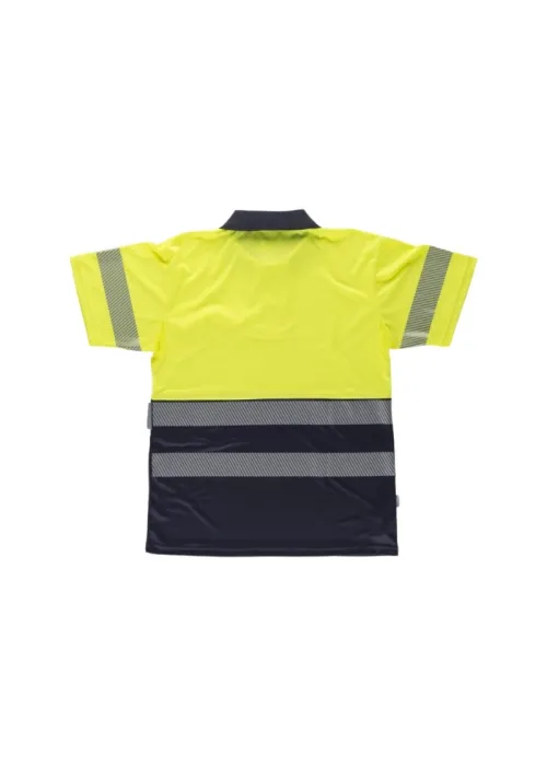 Polo combinado alta visibilidad manga corta con cintas reflectantes discontinuas.