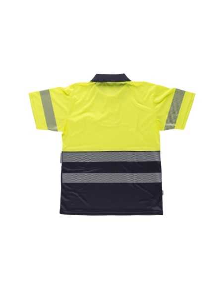 Polo combinado alta visibilidad manga corta con cintas reflectantes discontinuas.