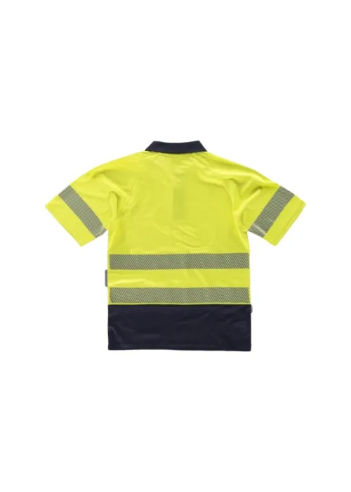 Polo combinado alta visibilidad manga corta con cintas reflectantes discontinuas