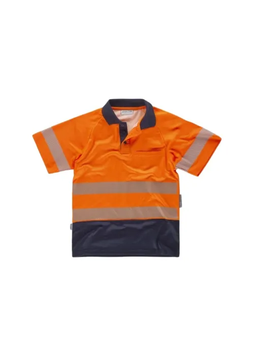 Polo combinado alta visibilidad manga corta con cintas reflectantes discontinuas Polo combinado alta visibilidad manga corta con cintas reflectantes discontinuas