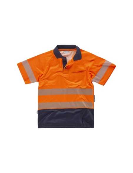 Polo combinado alta visibilidad manga corta con cintas reflectantes discontinuas