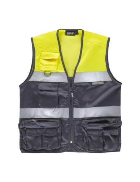 Chaleco Safari Bicolor con Cintas de Alta Visibilidad y Multibolsillos