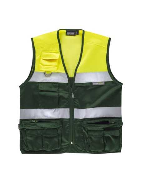 Chaleco Safari Bicolor con Cintas de Alta Visibilidad y Multibolsillos