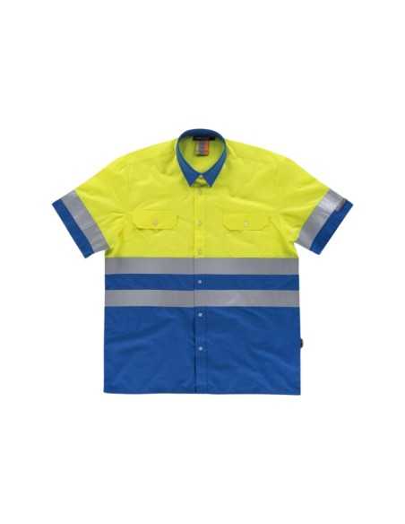 Camisa manga corta combinada con 2 bolsos de pecho