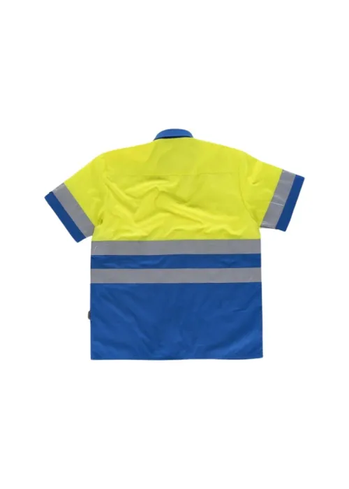 Camisa manga corta combinada con 2 bolsos de pecho