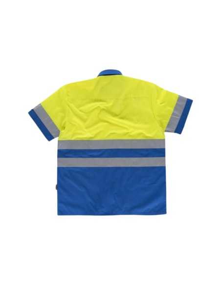 Camisa manga corta combinada con 2 bolsos de pecho