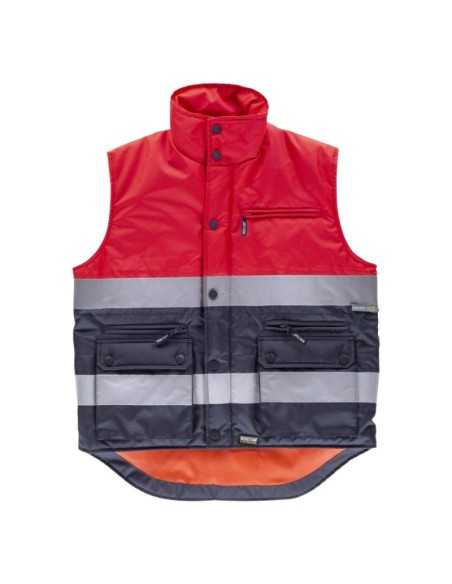 Chaleco acolchado rojo alta visibilidad bicolor