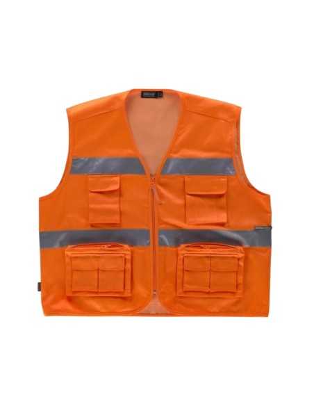 Chaleco tipo safari multibolsillo, con dos cintas reflectantes