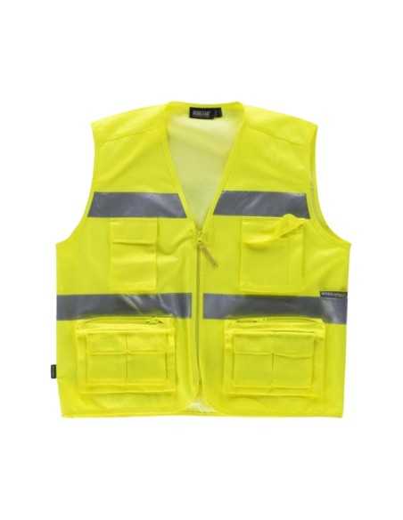 Chaleco tipo safari multibolsillo, con dos cintas reflectantes