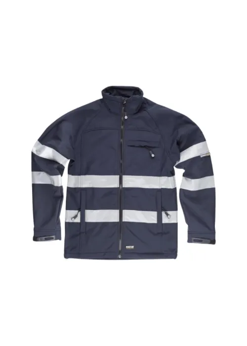 Workshell con 2 cintas reflectantes en pecho, espalda y mangas