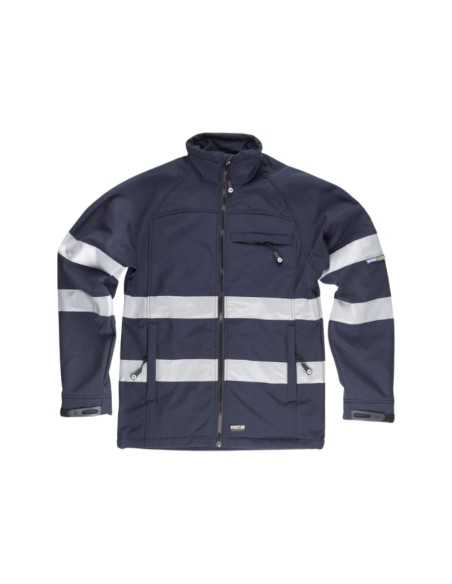 Workshell con 2 cintas reflectantes en pecho, espalda y mangas