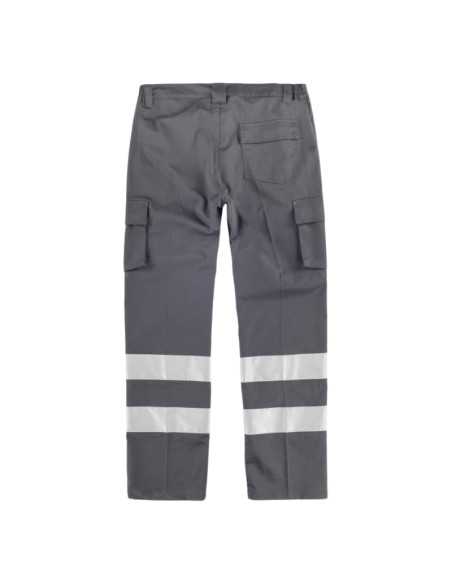 Pantalón elástico, multibolsillos, 2 cintas reflectantes.