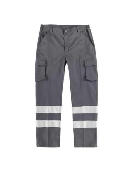 Pantalón elástico, multibolsillos, 2 cintas reflectantes.