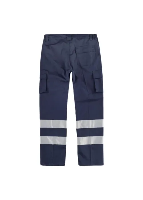 Pantalón elástico, multibolsillos, 2 cintas reflectantes.