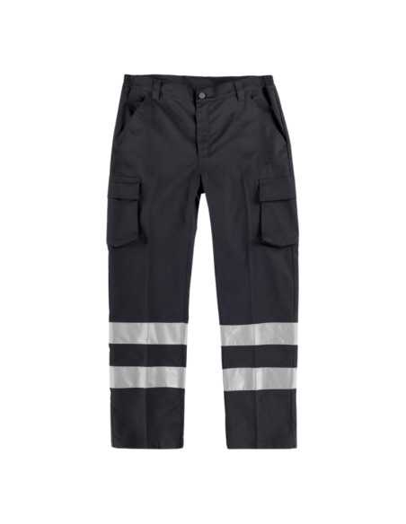 Pantalón elástico, multibolsillos, 2 cintas reflectantes.