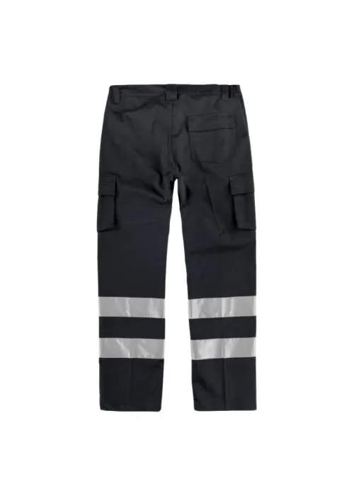 Pantalón elástico, multibolsillos, 2 cintas reflectantes.