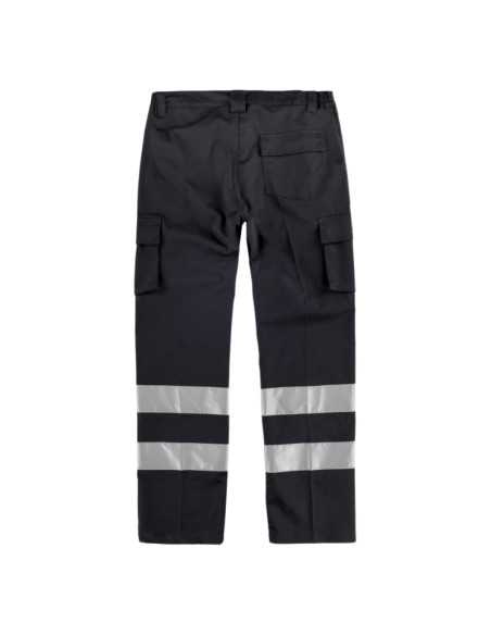 Pantalón elástico, multibolsillos, 2 cintas reflectantes.