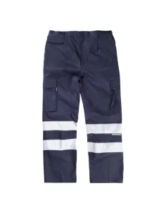 Pantalón de algodón con cintura elástica, multibolsillos y 2 cintas reflectantes 2