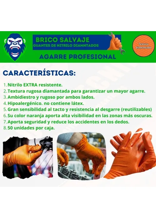 Guantes de Nitrilo con Superficie Diamantada en Caja