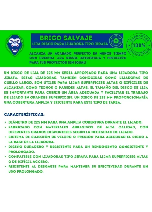 Lija Disco de 225 mm para Lijadora tipo Jirafa